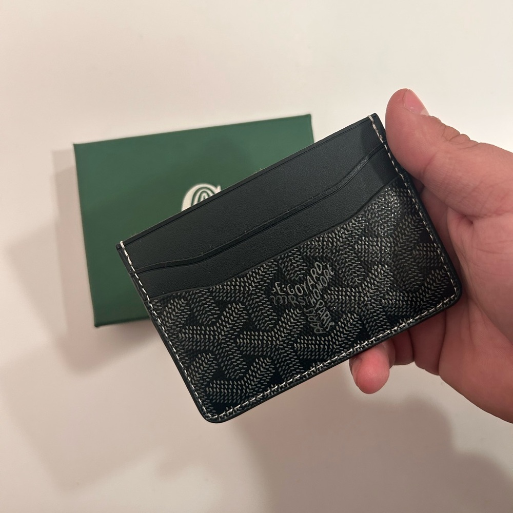 Black and Gray Card Holder genuine leather